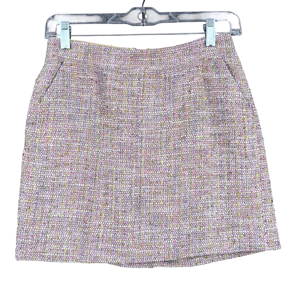 J. Crew Tweed Mini Skirt Womens 4 Cotton Blend Pink Multicolor 41579
